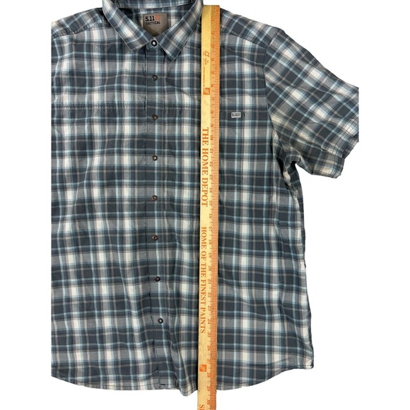 5.11 Tactical Men Blue Plaid Short Sleeve Snap Shirt Sz L‎ - Picture 2 of 7